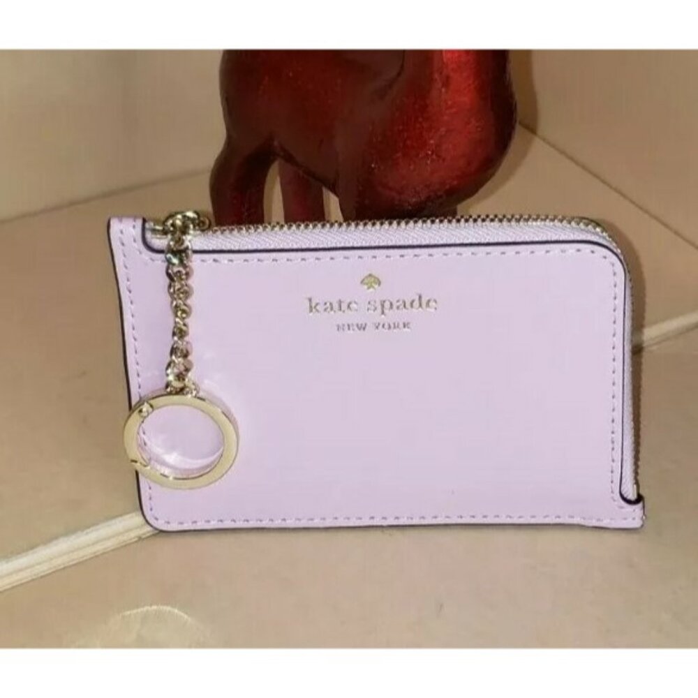 Kate Spade Medium L-Zip Card Holder Kali Quartz Pink (WLR00295)Leather NWT!